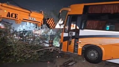 Suryapet Road Accident: 2 Killed, 4 Injured As Bus Collides With Another Vehicle in Telangana (Watch Videos)