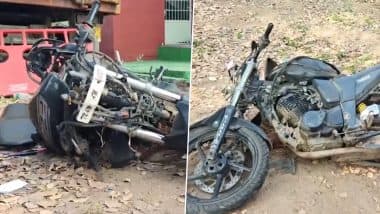 Tamil Nadu Road Accident: 3 Friends From Coimbatore Die After Their Speeding Two-Wheeler Crashes Into Palm Tree (Watch Video)