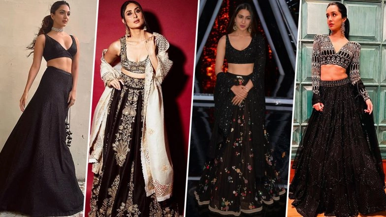 Kareena Kapoor Khan, Sara Ali Khan's Black Lehengas for Your Next Reception Party Wardrobe (View Pics)