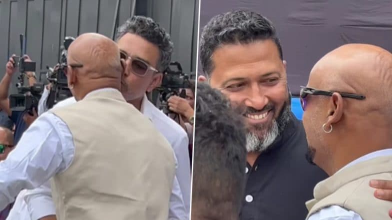 Vinod Kambli Receives a Kiss from Sanjay Manjrekar, Interacts With Wasim Jaffer at MCA's Felicitation Ceremony As Part of Wankhede Stadium's 50th Anniversary Celebrations (Watch Video)