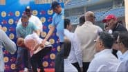 Vinod Kambli Meets Prithvi Shaw, Bows Down to Touch Sunil Gavaskar's Feet at Felicitation Ceremony As Part of Wankhede Stadium's 50th Anniversary Celebrations (See Pics)