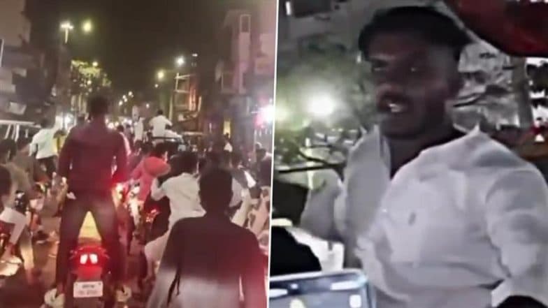 Pune: Gangster Praful 'Gudya' Ganesh Kasabe Takes Out Massive Rally With 60 to 70 Supporters After Releasing on Bail From Yerawada Jail, Police Detain and Parade His Gang (Watch Videos)