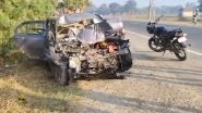 Shahjahanpur Road Accident: 4 Killed, 2 Injured As Car Collides With Truck in Uttar Pradesh (Watch Video)