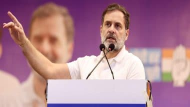 Rahul Gandhi Launches Blistering Attack on AAP Convenor, Says ‘Arvind Kejriwal Lives in Sheesh Mahal; Biggest Liquor Scam Took Place in Delhi Under Him’ (Watch Video)