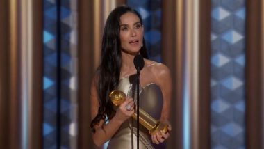 Golden Globe Awards 2025: Demi Moore’s Emotional Speech Following Her First Golden Globe Win for ‘The Substance’; Calls It ‘A Marker of My Wholeness’ (Watch Video)