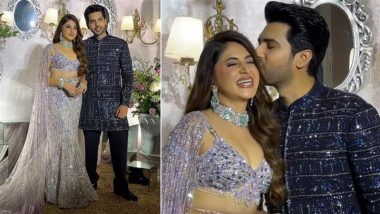 Armaan Malik Plants a Loving Kiss on Wife Aashna Shroff at Their Glamorous Wedding Party (Watch Video)