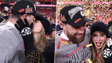 Taylor Swift and Travis Kelce Celebrate Super Bowl Bound Victory with Sweet Kisses on the Field (View Pics and Video)