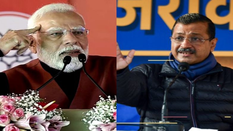 Delhi Assembly Elections 2025: PM Narendra Modi Targets AAP With ‘AAP-DA’ Jibe; Arvind Kejriwal Hits Back Over Land Reforms