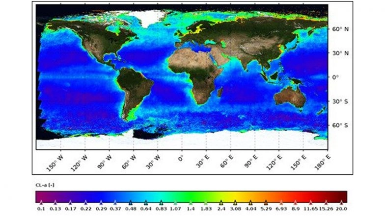 India’s 3rd-Generation Oceansat Satellite ISRO’s EOS-06 Captures Global Phytoplankton Concentration