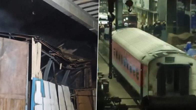 Mumbai Fire Video: Blaze Erupts at Bandra Terminus Coaching Depot, Doused; No Injuries Reported