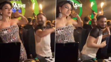 Urvashi Rautela Almost Falls After Orry Playfully Pushes Her While Grooving to ‘Dabidi Dibidi’ Song; Internet Star Hilariously Says, ‘First Woman To Be Pushed by Me’ (Watch Video)