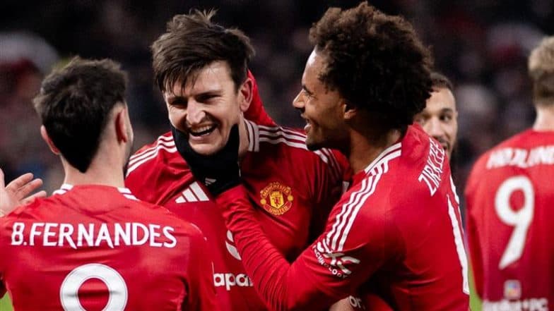 Manchester United 2-1 Leicester City, FA Cup 2024-25: Goals From Harry Maguire and Joshua Zirkzee Hand Red Devils Victory Over Foxes