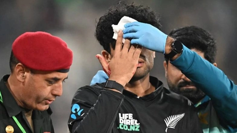 Floodlights in Lahore’s Gaddafi Stadium Blamed As Rachin Ravindra Suffers Head Injury in PAK vs NZ 1st ODI of Tri-Series 2025
