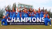 India Retain ICC U19 Women&rsquo;s T20 World Cup 2025 Title After Beating South Africa by Nine Wickets in Final