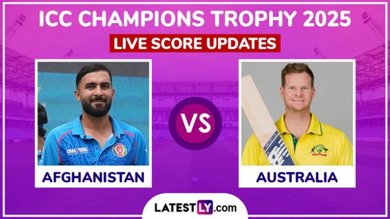 No Result |  Afghanistan vs Australia ICC Champions Trophy 2025 Highlights: Australia Qualify for Semi-Finals After AFG vs AUS Ends in No Result Due to Rain, Wet Outfield