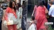 Priyanka Chopra in India: Actress Dons Peach Shalwar Kameez, Daughter Malti Marie Looks Cute in White Frock at Siddharth Chopra&rsquo;s Pre-Wedding Festivities (Watch Videos)