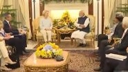 PM Narendra Modi and European Commission President Ursula von der Leyen Hold Delegation-Level Talks at Hyderabad House in Delhi (Watch Videos)