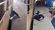 Jaipur Shocker: Man Attempts to Board Moving Train Slips, Gets Dragged for 500 Metres on Rajasthan’s Gandhinagar Railway Station; Terrifying Video Goes Viral