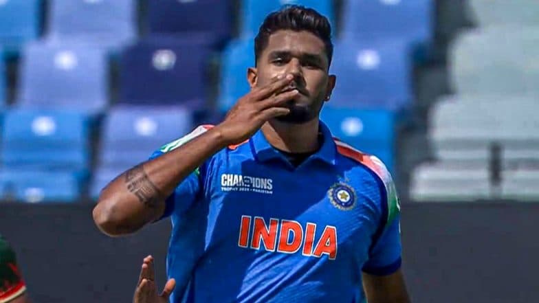 Harshit Rana Picks First-Ever Wicket In ICC Tournament, Does Flying-Kiss Celebration (See Pictures)