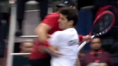 Chile’s Cristian Garin Refuses To Play On After Changeover Collision and Loses Davis Cup 2025 Match to Belgium’s Zizou Bergs (Watch Video)