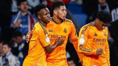 Real Sociedad 0-1 Real Madrid Copa del Rey 2024-25: Teen Sensation Endrick Scores As Los Blancos Win First Leg of Semi-Final (Watch Goal Video Highlights)