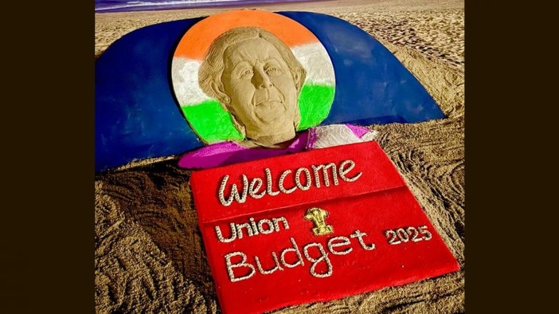 Odisha: Sand Artist Sudarsan Pattnaik Crafts Sand Sculpture on Union Budget 2025