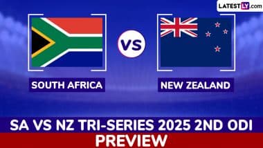 South Africa vs New Zealand Tri-Series 2025 2nd ODI Preview: Likely Playing XIs, Key Battles, H2H and More About SA vs NZ Tri-Nation Cricket Match in Lahore