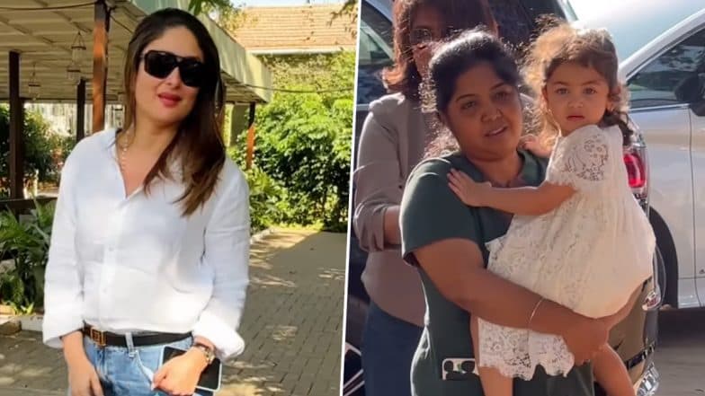 Kareena Kapoor Khan Requests Paps Not To Click Her Sons Taimur-Jeh As She Attends Randhir Kapoor’s 78th Birthday Celebrations; Raha Kapoor Arrives With ‘Dadi’ Neetu Kapoor for the Bash (Watch Videos)