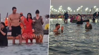 Maha Kumbh 2025: Coldplay’s Chris Martin and Girlfriend Dakota Johnson Take a Holy Dip at Triveni Sangam; Video Capturing Moment Goes Viral – WATCH