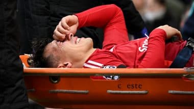 Manchester United Defender Lisandro Martinez in Tears as He Is Carried Off on Stretcher With Knee Injury