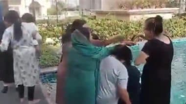 Mahakumbh at Home: Unable To Attend Maha Kumbh Mela in Prayagraj, ATS Society Residents in Noida ‘Create’ Triveni Sangam in Swimming Pool by Mixing ‘Holy Water’ (Watch Video)