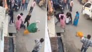 Deoria: Man Brutally Thrashes Elderly Woman and Youth in Public in Uttar Pradesh, Disturbing Video Surfaces