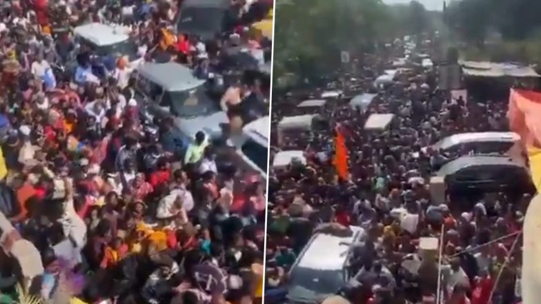 Prayagraj Traffic Update: Huge Crowd of Devotees Triggers Massive Jam on Routes to Maha Kumbh Mela; Akhilesh Yadav Slams UP Govt, Says ‘ Is Common Devotee Not a Human Being’ (Watch Videos)