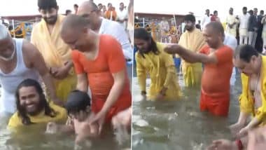 Mahakumbh 2025: BJP National President JP Nadda, Yogi Adityanath Take Holy Dip at Triveni Sangam in Prayagraj (Watch Video)