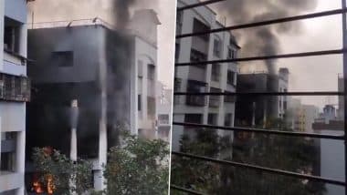 Pune Fire: Blaze Erupts at Residential Building on NIBM Road in Kondhwa, Video Shows Black Smoke Emerging