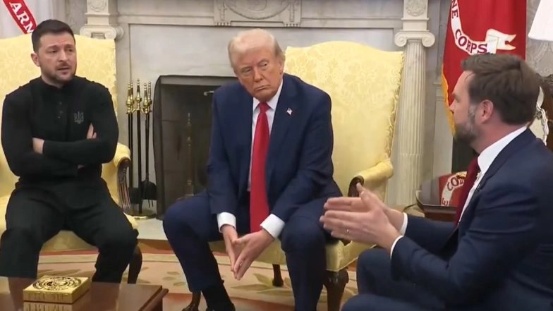 Volodymyr Zelenskyy’s Meeting With Counterpart Donald Trump Turns Into Heated Argument at White House As Ukraine Seeks Security Assurances Against Future Russian Aggression From US (Watch Video)