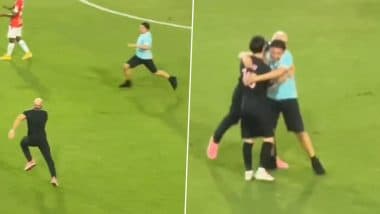 Fan Hugs Lionel Messi Breaching Security During Sporting San Miguelito vs Inter Miami Club Friendly Match (Watch Video)