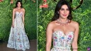 Priyanka Chopra Turns Heads in White Strapless Gown Adorned With Colourful Floral Motifs at Brother Siddharth Chopra&rsquo;s Pre-Wedding Celebrations (Watch Video & Pics)