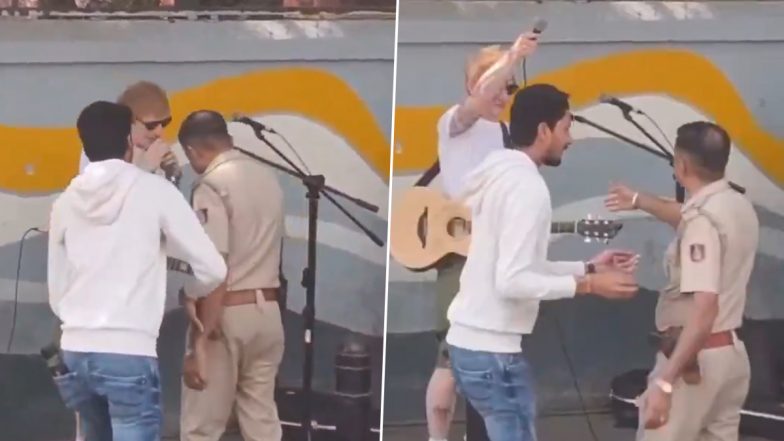 Ed Sheeran’s Street Performance Halted by Bengaluru Police: Cops Stop British Singer’s Live Performance on Church Street Over Missing Permissions (Watch Videos)
