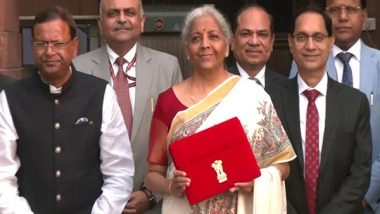 India News | Union Budget: Red Tab-Bahi Khata in Hand, FM Sitharaman Leaves North Block for Rashtrapati Bhavan