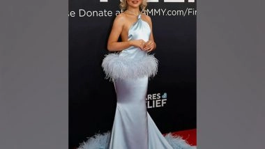 Entertainment News | Grammys 2025: Sabrina Carpenter Hits the Red Carpet in Backless Powder Blue Gown