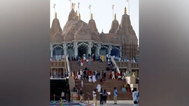 World News | Over 10,000 Devotees Celebrate First 'Patotsav' of BAPS Hindu Mandir in Abu Dhabi