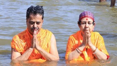 India News | Tripura CM Manik Saha and His Wife Takes Holy Dip at Triveni Sangam, Prays for Peace