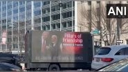 World News | US: Mobile Billboard Advertising Truck Displays Boards Featuring Pictures of PM Modi, Trump