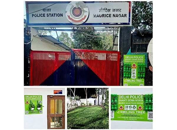 Business News | Smiling Tree Turns Maurice Nagar Police Station Green with Vertical Gardens and Blooming Flowers