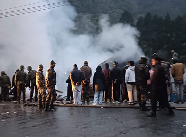 Tenga Market Fire: Massive Blaze Erupts at Arunachal Pradesh’s Tenga Market, Indian Army Swiftly Controls Flames (Watch Video)
