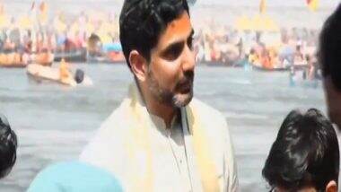 India News | Andhra Pradesh Minister Nara Lokesh Visits Mahakumbh 2025 in Prayagraj Along with Family