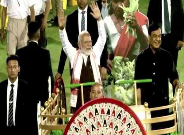 India News | PM Modi Holds Road Show in Guwahati,  Lauds Assam Government for 'Jhumoir Binandini' Programme