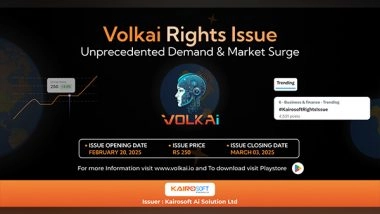 Business News | Kairosoft AI Solutions Limited: Riding the Wave of Right Issues with Unprecedented Demand Showing on XTrend