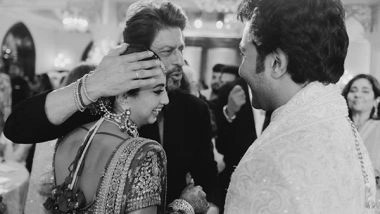 Entertainment News | In Pics: Shah Rukh Khan Hugs Newlyweds Aadar Jain, Alekha Advani, Showers Blessings on Them